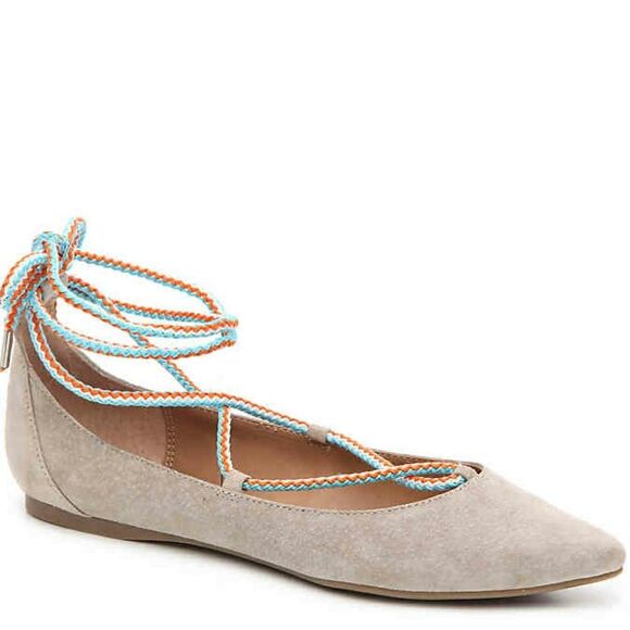 Steve Madden lace up flat 8 - ankle tie suede boho shoes - Picture 1 of 2